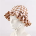 thumbnail image 3 of WOYY Girl Cotton Plaid Sun Hat UPF 50+ Adjustable Beach Hat Wide Brim Bucket Hats for Kids, 3 of 3