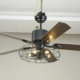 thumbnail image 4 of MONIPA 52" Retro Industrial Ceiling Fan Light Cage Light Fan 5-Lights E27,with Iron Cover and 5 Wood Leaves for Living Room Dinning Room Decoration, 4 of 8