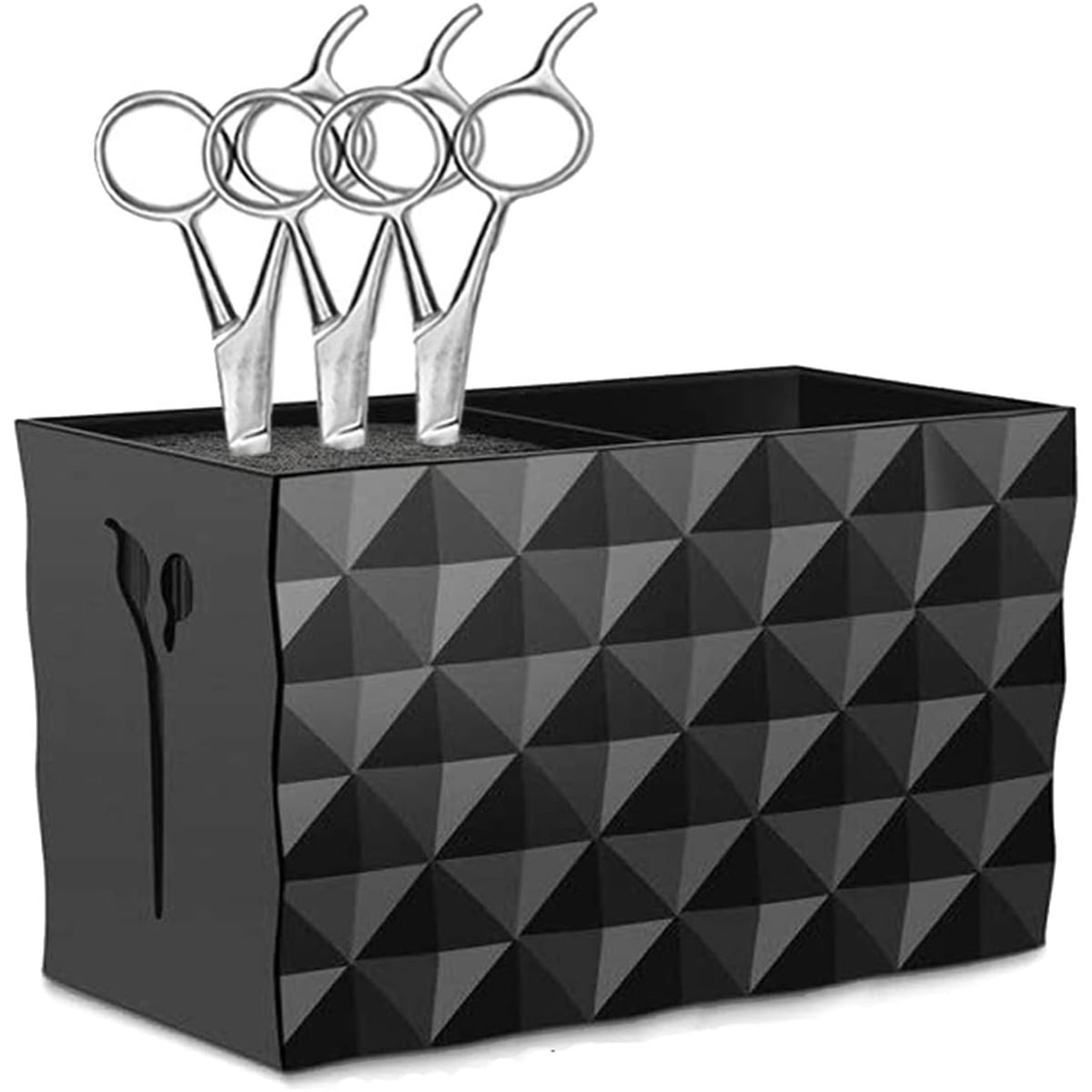 Salon Barber Scissors Shear Holder Rack for Hairdressers, Scissor Storage Case Keeper Modern Hairdressing Combs Clips Desktop Desk Organizer Accessories for Babers Station Office Home - Black