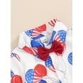 thumbnail image 4 of Suealasg 3Pcs Baby Boys 4th of July Outfits 3 6 12 18 Months Infant Independence Day Short Sleeve Balloon Baseball Print Romper with Bow Tie +Overall Shorts Toddler Gentlemen Suit Clothes, 4 of 8