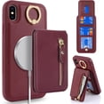 thumbnail image 4 of iPhone Xs max case with Card Holder, iPhone Xs max Phone Case Wallet for Women magsafe Compatible Wallet Detachable 2-in-1 for Men-Red Wine, 4 of 12