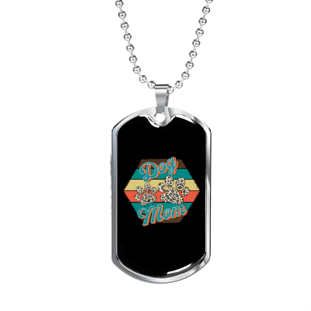 Dog Mom Paws Necklace Stainless Steel or 18k Gold Dog Tag 24" Chain