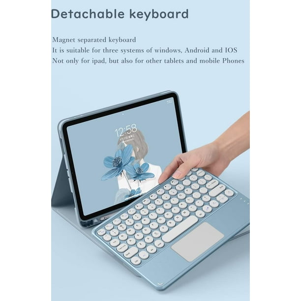 iPad 10e génération 10.9 étui clavier mignon clé ronde couleur clavier  sans fil détachable BT clavier couverture pour iPad