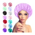 thumbnail image 2 of Satin Bonnet Sleeping Cap Double Layer Elasticated Trim Soft Night Hat for Woman, 2 of 3
