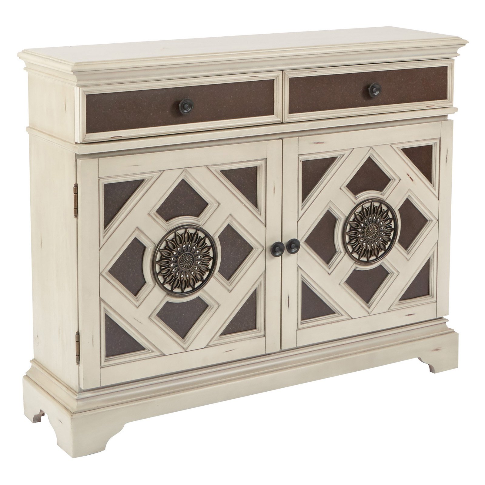 OSP Home Furnishings Queensway Storage in Antique White with a