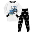 thumbnail image 3 of Xudanell Toddler Boys Pajamas Monster Truck Cotton Kids Dinosaur 2 Piece Planets Pjs Sleepwear Clothes Sets Sky Blue,Size 5-6 Years, 3 of 9