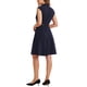 thumbnail image 3 of Vestido de trabajo INSPIRE CHIC para mujer, corte acampanado, vestido de negocios de manga corta 2024, azul profundo S, 3 of 6