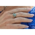 thumbnail image 2 of Antique Gold Pearl and Turquoise Ring, Wedding Ring, Stackable Ring, Split Pearl Ring Vintage Ring Birthstone Ring Promise Ring Gift for mom, 2 of 3