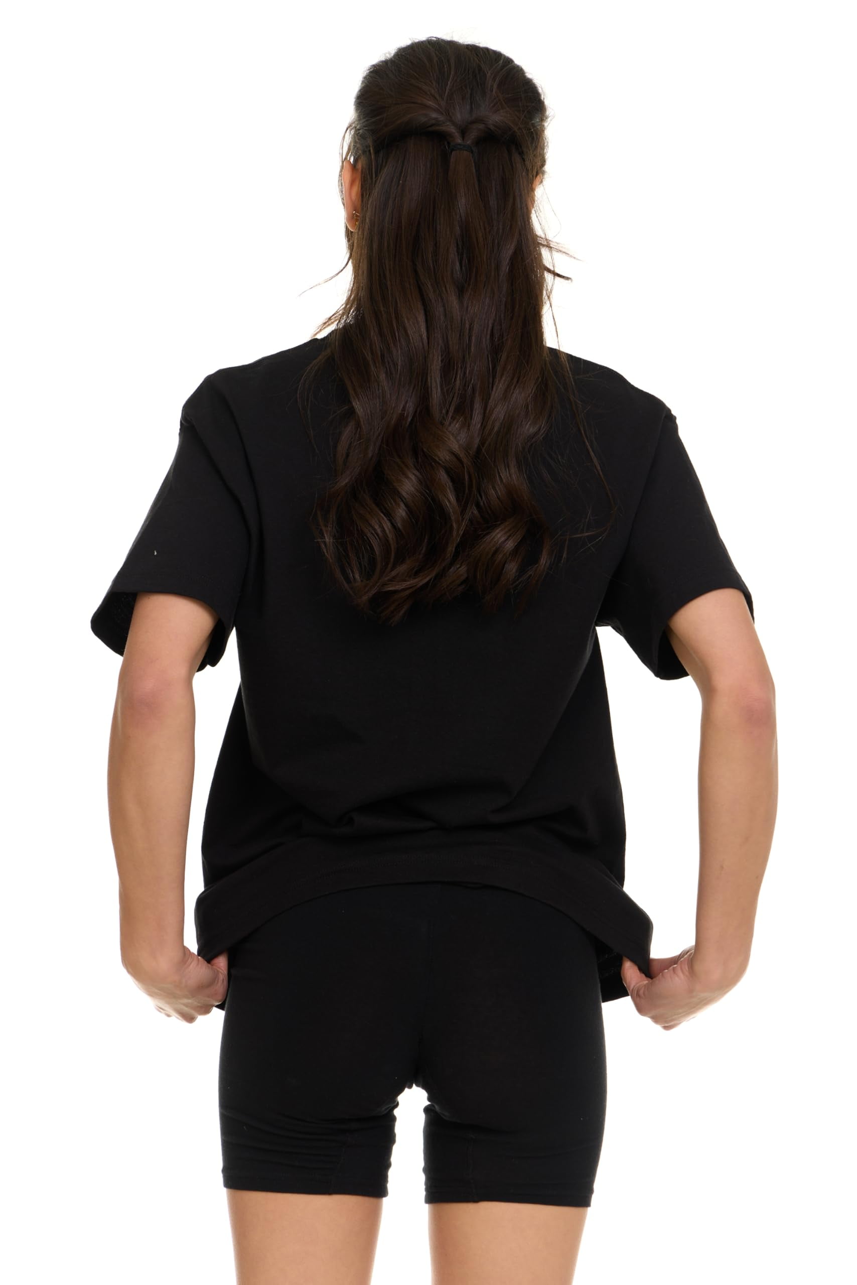 BILLIONHATS 6 Pack Womens Oversized Cotton T-Shirts, Crew Neck Short Sleeve Baggy Loose Tops Oversize Tees Color Black, Size Small