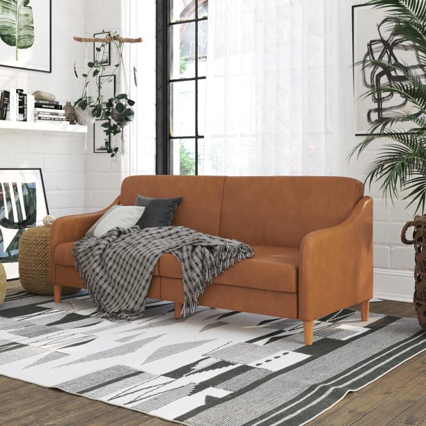 DHP Jasper Coil Futon, Camel Faux Leather