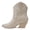 Bone, variant on “BLAZING” Women's Western Ankle Boots, Stitched, Pointed Toe, Low Heel - Black with Brown Stitching - Size 6