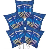 PMU Happy Hanukkah Glittered Menorah 18 Inch Mylar Balloon Pkg/10