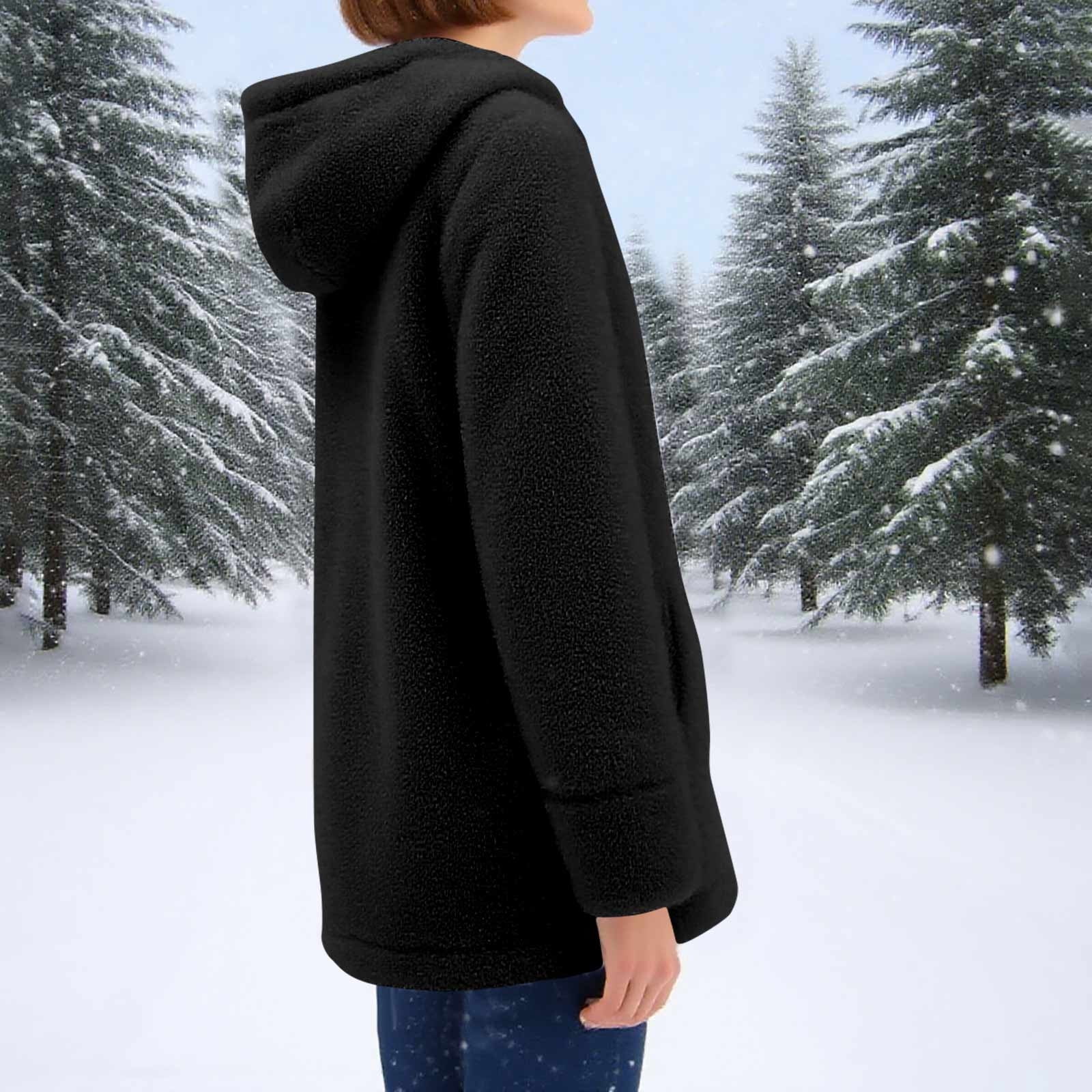 Cilsoka Womens Fleece Jacket Zip Up Sherpa Coats 2025 Oversized Long Sherpa Hoodie Fuzzy Jackets Warm Teddy Coat Winter Hooded Jackets with Pockets