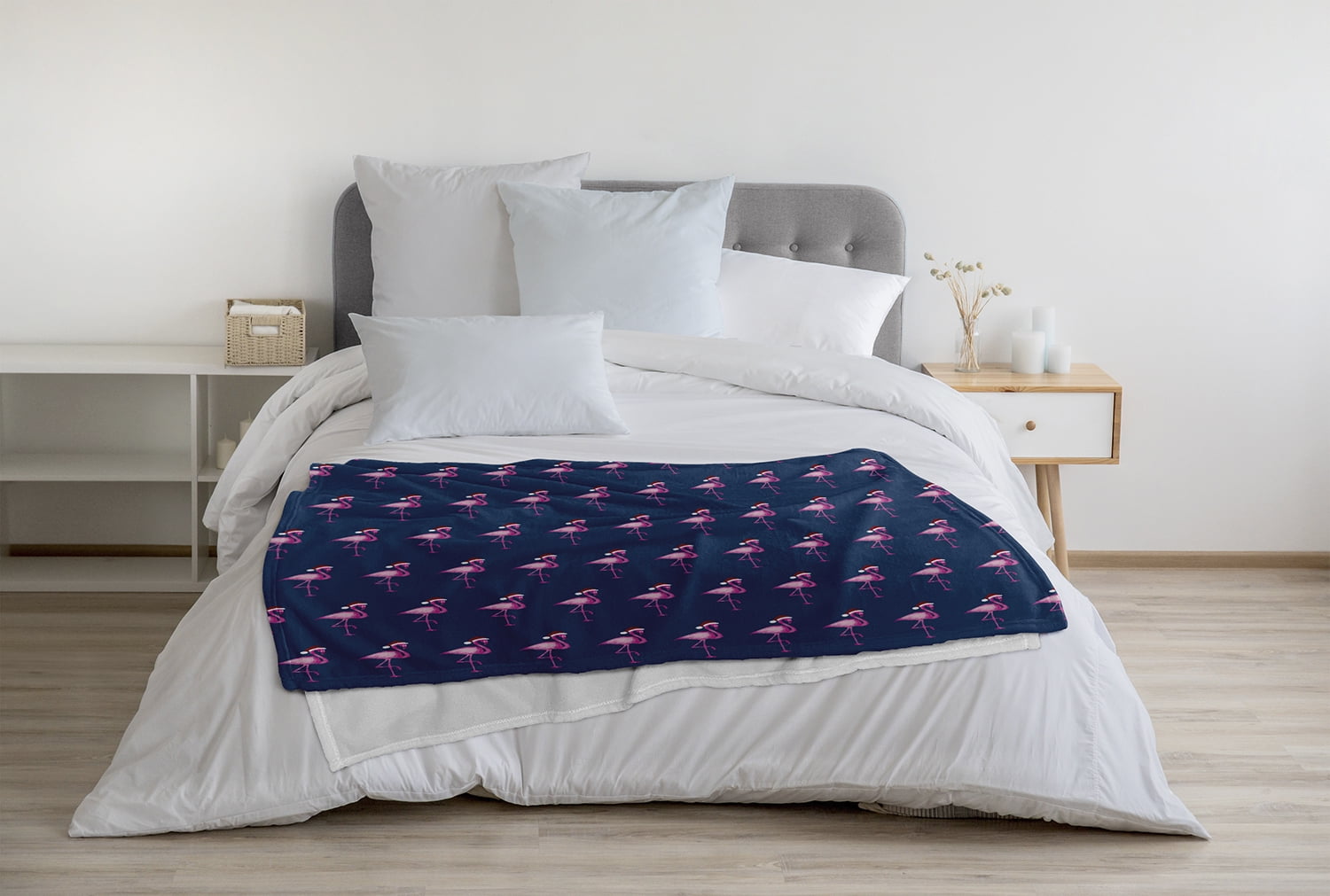 Simply Daisy Snow Bird Pattern 60" x 80" Christmas Throw Blanket, Navy