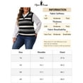 thumbnail image 6 of Agnes Orinda Plus Size Sweaters for Women Sleeveless Casual Outfits V-Neck Striped Knit Sweater Vests 4X Black, 6 of 6