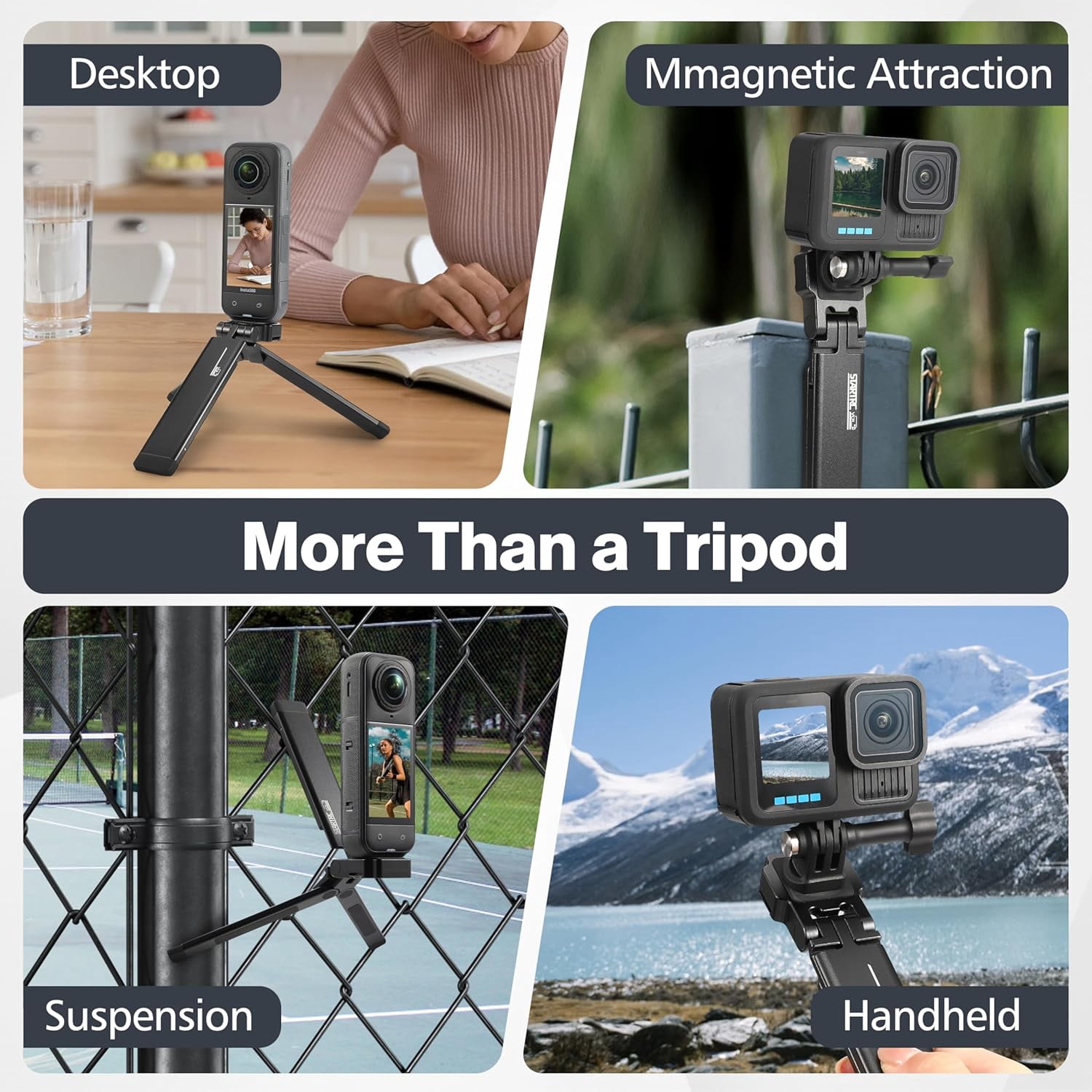 Magnetic Camera Tripod Mount for DJI Osmo Pocket 3/ Action 5 Pro / Insta360 X5 Mini multifunctional tripod