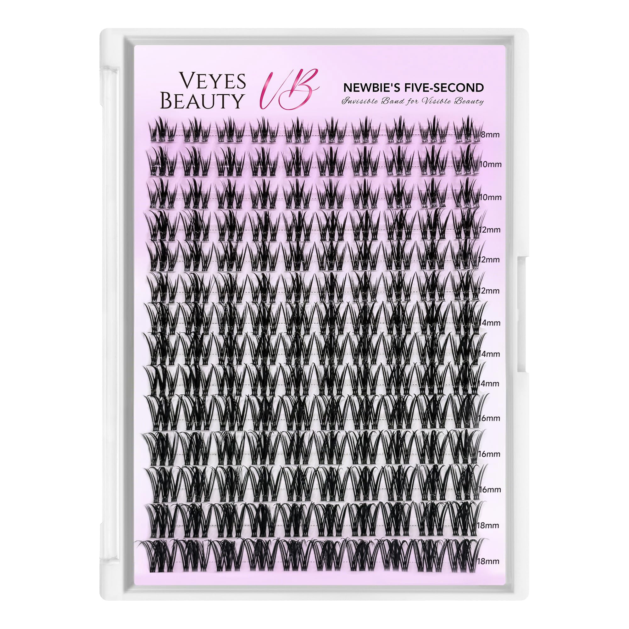 VEYESBEAUTY Camellia Lash Clusters 140pcs, Soft Fluffy Individual Lashes with Invisible Band, Reusable up to 7 Days Lash Tray
