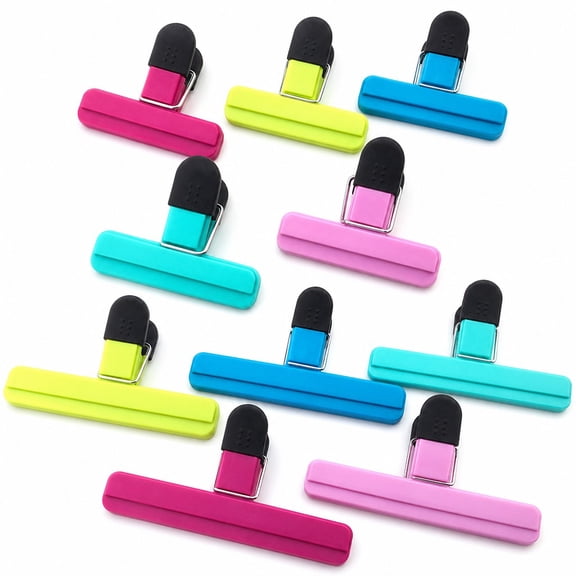 10 Pack Large Chip Bag Clips - Assorted Color Food Bag Clips for Food Storage Plastic Heavy Seal Grip (5S 5L Random Color)