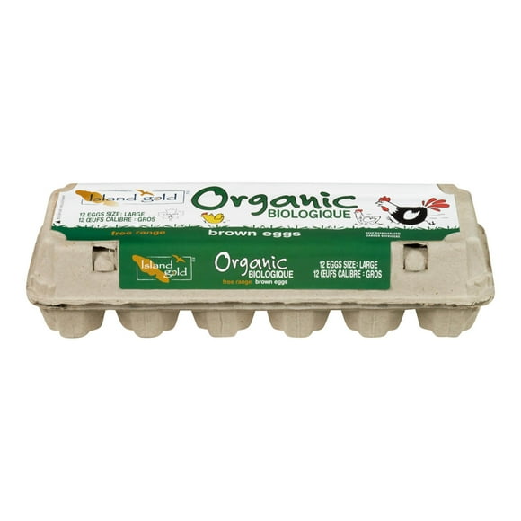 Island Gold Large Organic Eggs, 12 eggs / carton