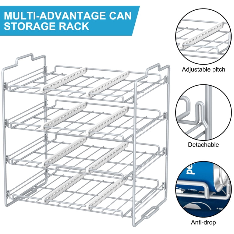 stusgo 4-Tier Stackable Can Rack Organizer, Silver photo 3