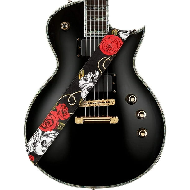 Sangle de guitare Skull Rose rouge pour guitare acoustique guitare  électrique et guitare B avec sangle et poupée 