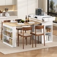 thumbnail image 2 of Extendable Dining Table with Folding Tabletop - Bar Table with Drawers and Power Outlet, Kitchen Island with Wheels and Hooks, Sideboard for Kitchen, Dining Room, Apartment, 2 of 9