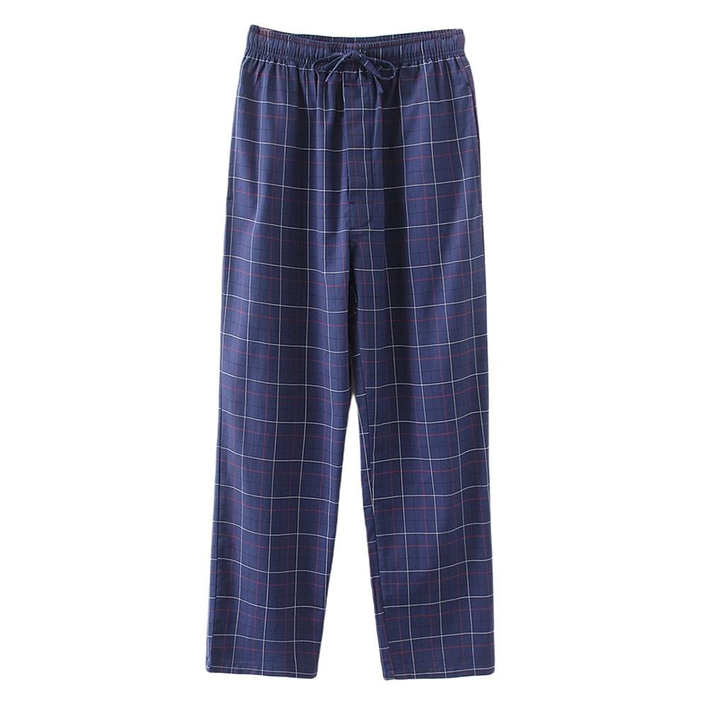 Plaid Mens Soft Cotton Pajama Pants Bottoms Lounge Sleepwear With Pockets