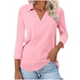 thumbnail image 2 of BXINGOHAI Womens Tops 3/4 Sleeve Shirts Business Casual V Neck Collared Shirts Basic Tees Blouse M, 2 of 5