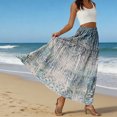 thumbnail image 6 of LWavelet Women Tribal Print Tiered Maxi Skirt Elastic Waist With Pockets Boho Long Skirt Light Blue 2XL, 6 of 6