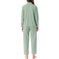 thumbnail image 3 of INSPIRE CHIC Womens Lounge Set Cotton Button Up Long Sleeve Pants Ribbed Pattern with Pocket Pajama Set Loungewear S Green, 3 of 6