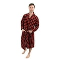 thumbnail image 4 of Leveret Mens Fleece Robe Red & Black Plaid S/M, 4 of 10