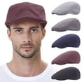 thumbnail image 5 of Lispipm Mens Beret Retro Newsboy Cabbie Flat Cap Soft Stretch Fit Men Hats for Outdoor Warmth and Sun Shading Grey, 5 of 6