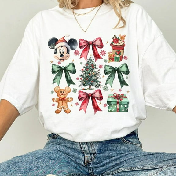 Disney Coquette Bows Gingerbread Christmas Shirt, Mickey'S Very Merry Christmas Party 2024 Tee, Disneyland Family Matching Holiday Shirts-5Xl Shirt
