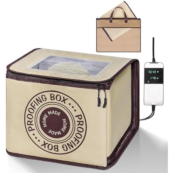 Bread Proofing Box – Bread Proofer, Dough Fermentation Box with Carry Bag, Sourdough Starter Warmer, Foldable & Zippered, Temp & Timer Controller, Ideal for Pizza, Yogurt, Kombucha – For Home Bakers