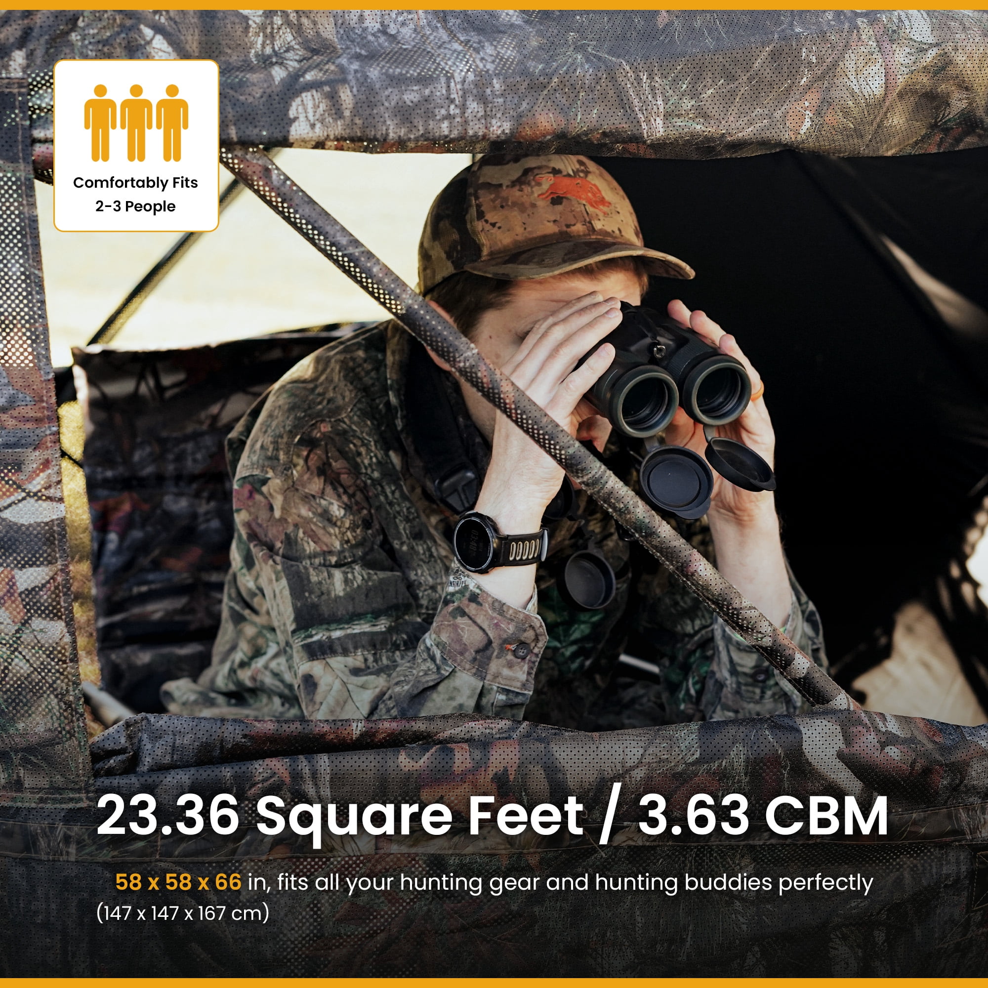 Arrowhead Outdoor 270° Vision 4.8x4.8 Ft Pop-up 2-3 Person See-through Hunting Stealth Deer Blind