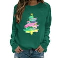 thumbnail image 5 of Xdegoge Christmas Sweatshirts for Women Crewneck Long Sleeve Tops Xmas Tree Graphic Shirts Holiday Women Sparkle Top Xmas Blouses for Women, Green L, 5 of 6