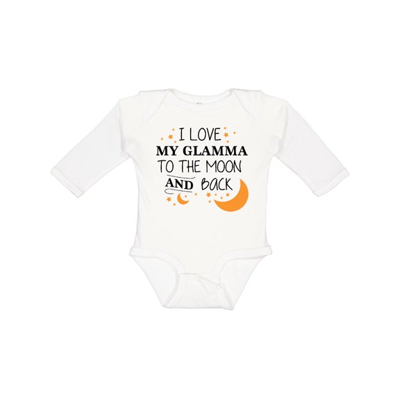Inktastic I Love My Glamma to the Moon and Back Boys or Girls Long Sleeve Baby Bodysuit