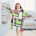 thumbnail image 5 of FORMRS Wearable Blanket Hoodie with Sleeves for Kids Cozy Flannel Sweatshirt, Green Abstract Geometric, 5 of 7