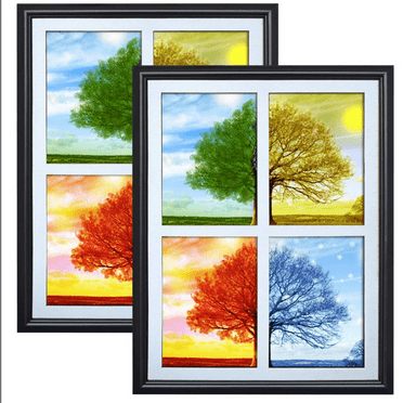 2 Pack 5x7 Picture Frames Collage 4 Openings, Photo Collage Frames for Walls White Matted with Plexiglass Covering