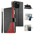 thumbnail image 1 of Funda cartera GANGXUN para iPhone 16 Pro Max , cuero PU con tarjetero, cremallera, correa de mano, soporte y protección 979°, 1 of 6