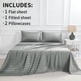 thumbnail image 4 of Jessy Home 4-Piece Satin Stripe Sheet Set, Silky Soft 100% Polyester Bedding, 14-Inch Deep Pocket, King, Light Gray, 4 of 9
