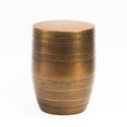 thumbnail image 5 of Modern Round Aluminum Hammered Embossed Texturing Metal Side Coffee Table, Hand-Stamped Iron, Boho Accent Side Table, Drum Shaped Fully Assembled, for the Living Room and Bedroom, Brass color, 5 of 9
