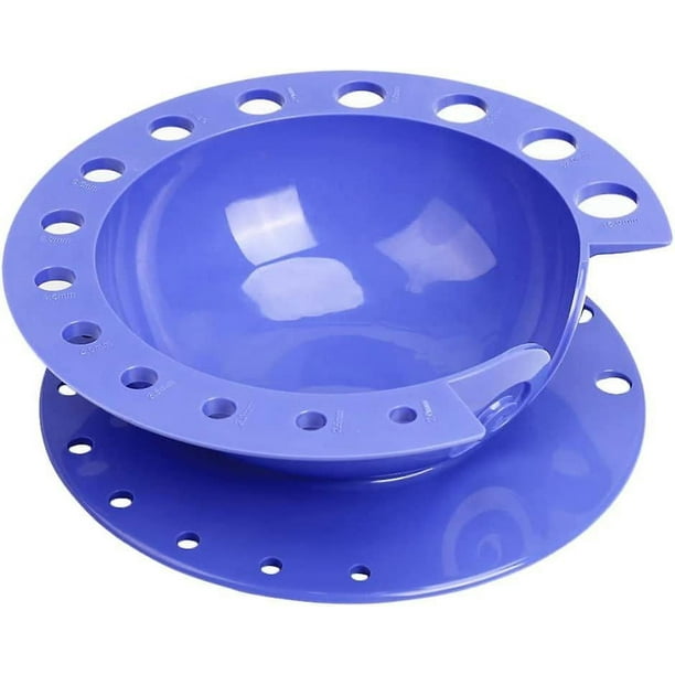 Cuenco para hilo, cuenco para almacenamiento de hilo, cuenco de lana, cuenco para tejer con agujeros tallados, accesorios de ganchillo (1 Juego, azul)