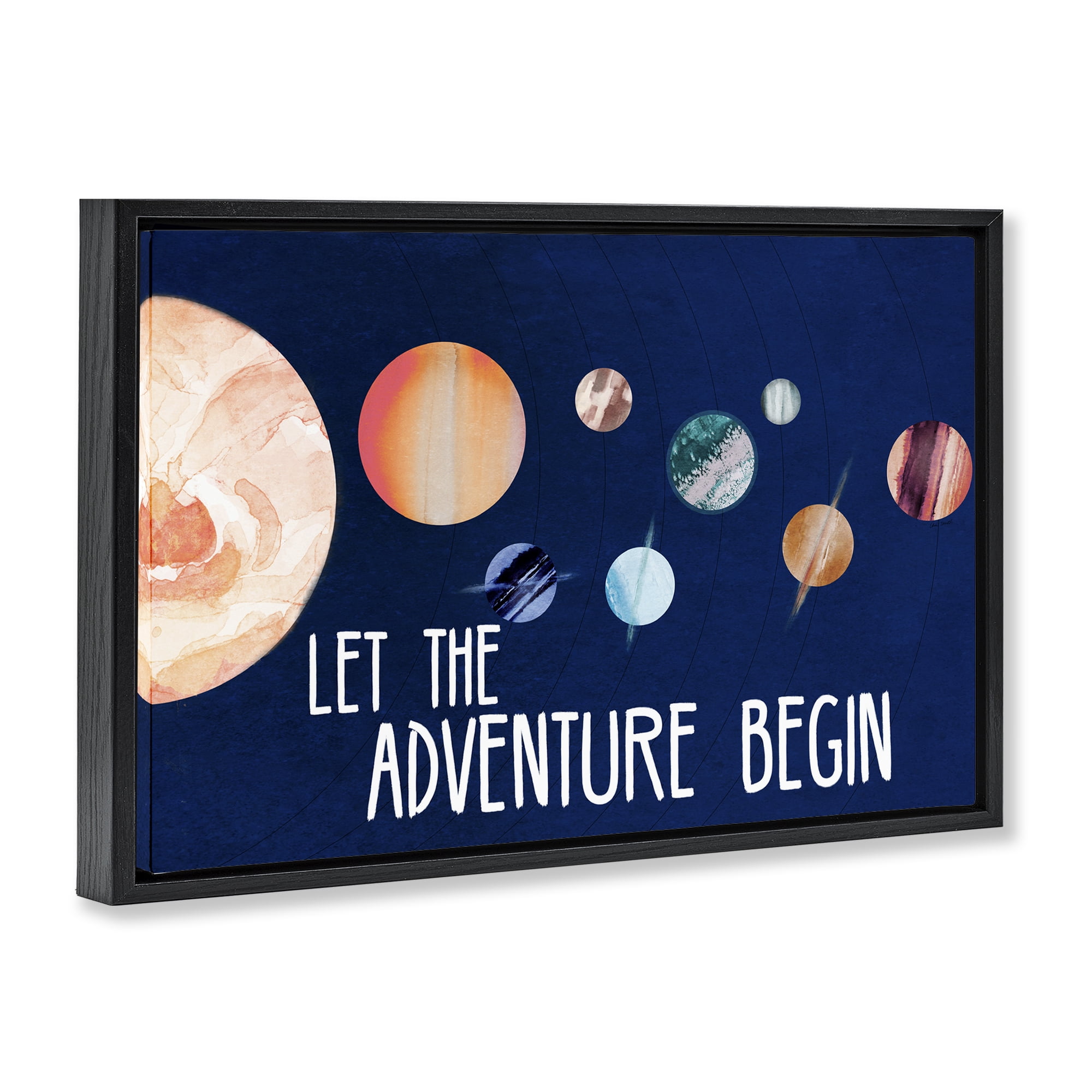 Stupell Industries Let Adventure Begin Astrology & Stars Painting Black Floater Framed Canvas Art Print Wall Art, 25 x 17