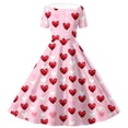 thumbnail image 6 of Fesfesfes Valentines Day Girls Twirly Skater Dress A Line Short Sleeve Stretch Dress for Summer Button Down Collar Dress Elastic Waist Elegant Floral Print Party Dress for Kids (Wine#2,13-14 Years), 6 of 6