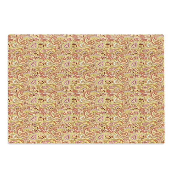 Paisley Cutting Board, Detailed Colorful Flowers and Buta Folk Pattern, Decorative Tempered Glass Cutting and Serving Board, in 3 Sizes, by Ambesonne