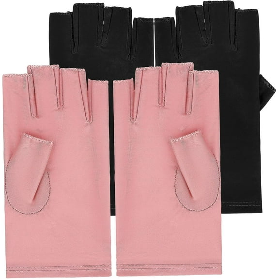 Gel Nail Gloves 2 Pairs UV Gloves Manicure Cotton Light up Fingerless Gloves