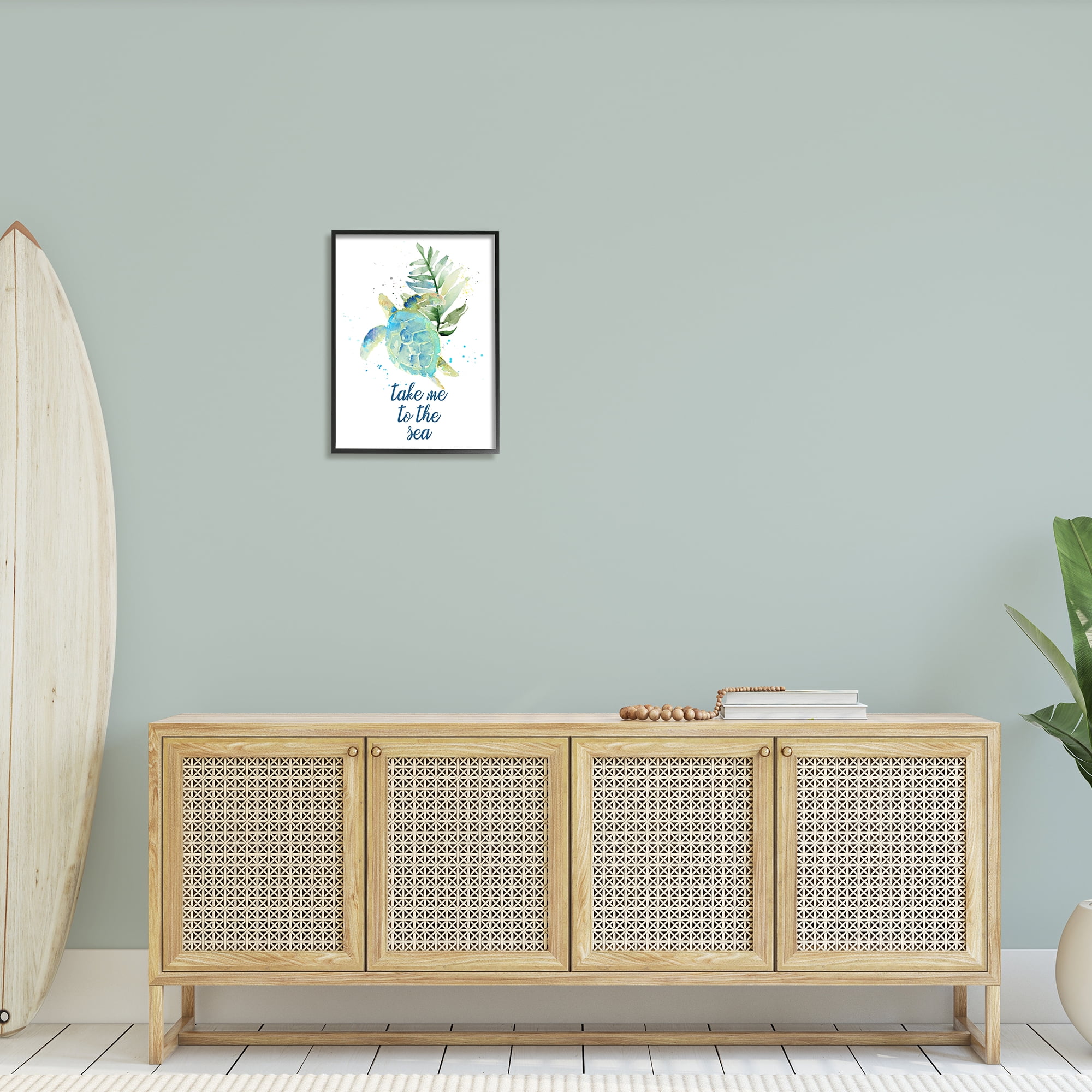 Stupell Industries Take Me to Sea Phrase Abstract Ocean Turtle, 16 x 20,Design by Lanie Loreth