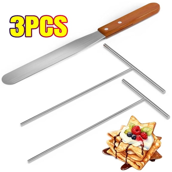 Crepe Spreader and Spatula Kit Stainless Steel Crepe Spreader Tool 5", 7" Spreaders and 12" Spatula(3 Pcs)