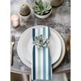 thumbnail image 2 of Teal Blue Stripe Cloth Napkins Set of 4 Reusable Dinner Napkins, Ombre Geometric Aqua Vertical Striped Cocktail Napkin Washable Table Napkins for Wedding/Holiday Party/Baby Shower 20"x20", 2 of 7